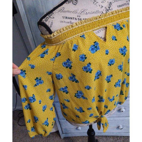 No boundaries off the shoulder Floral top large Boho Cottage Core Feminine - Picture 4 of 9